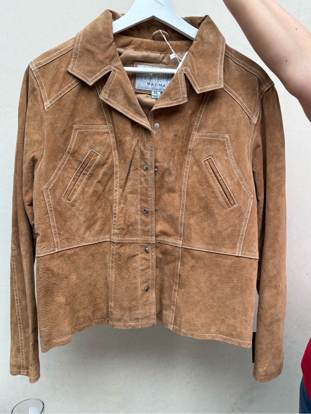 Wilsons Leather Tan Suede Snap-Front Jacket